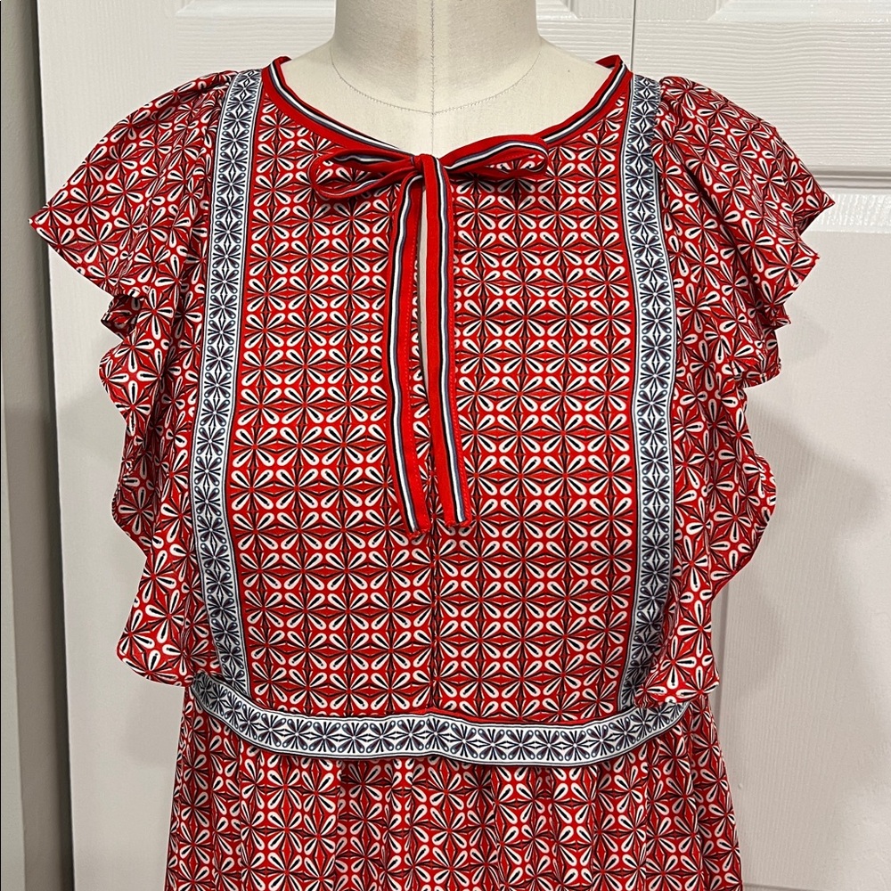 Red Patterned Maxi Dress - Picture 4 of 9